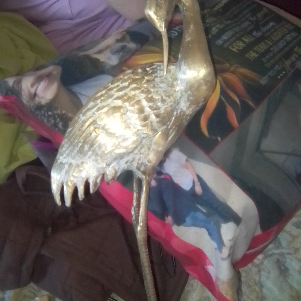 Elegant Gold Crane Sculpture